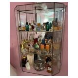 Perfume Collection with Etched Glass Curio Cabinet