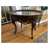 Carved French-Style Inlaid Tray-Top Table