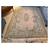 Rectangular Floral Sculpted Wool Area Rug