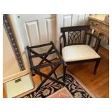 Mahogany Armchair and Folding Luggage Rack