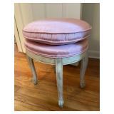 French Provincial Small Bench with Pink Cushion
