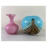 Murano Satin Glass Vase Pair