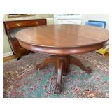 Antique Oak Pedestal Dining Table with Leaves