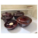 Brown Stoneware and Glassware