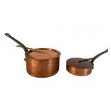 Two French Copper Pots with Lids
