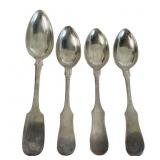 Four Coin Silver Fiddle Back Spoons