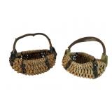 2 Bent Branch Handle Woven Baskets