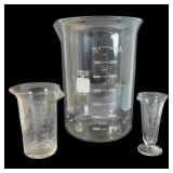 Three Glass Laboratory Beakers