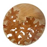 Turned Wood Plate with Leaf Motif