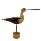 Hand-Painted Wooden Bird Sculpture