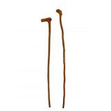 Two Natural Wood Walking Sticks