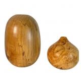 Two Handcrafted Turned Wood Vases