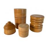 Four Turned Wood Trinket Boxes