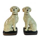 Pair Crackle Glaze Staffordshire Style Spaniels