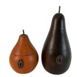 2 Wooden Pear-Form Tea Caddies