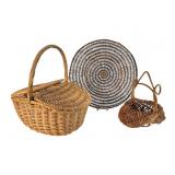 Woven Charger and Two Rattan Baskets