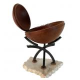 Media Sculpture with Wood, Metal, and Stone