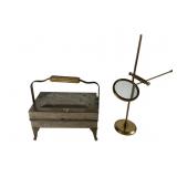 Brass Magnifier and Metal Waffle Iron