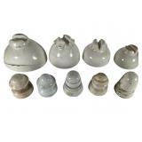 Nine White Porcelain Insulators Collection