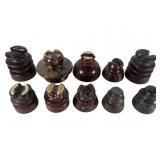 10 Various Black Brown Ceramic Electrical Insulato