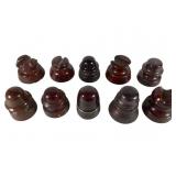 10 Dark Brown Ceramic Insulators