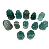 12 Aqua Glass Insulators