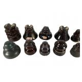 10 Dark Brown/Black Ceramic Insulators
