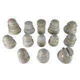 13 White Ceramic Electric Insulators