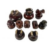 10 Various Dark Brown Ceramic Insulators