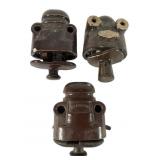 3 Brown Ceramic Knife Switches
