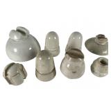 8 Various White Ceramic Electrical Insulators