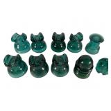 10 Aqua Glass Insulators, Marked Examples