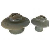 Two Gray Ceramic Electrical Insulators