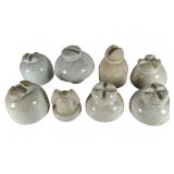 8 White Vintage Ceramic Insulators