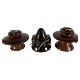 Three Large Brown Plaster Insulators