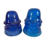 Two Blue Glass Insulators