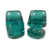 Two Glass Telegraph Insulators