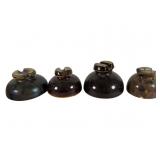 Four Brown Ceramic Insulators