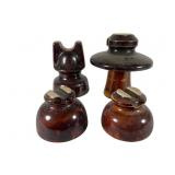 Four Brown Ceramic Insulators