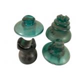 4 Various Aqua Glass Insulators