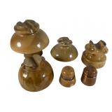 6 Various Beige Ceramic Electrical Insulators
