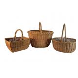 Three Wicker Baskets with Handles