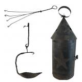 Fat Lamp, Tin Punched Lantern & Cleaner