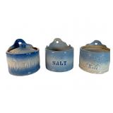 Three Stoneware Salt Crocks