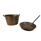Brass Bucket and Iron Frying Pan
