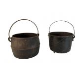 2 Iron Hanging Cauldrons