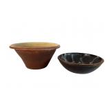 Earthenware Pancheon Bowl and Black Glazed Bowl