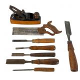 Stanley Plane, Chisels, and Dovetail Saw