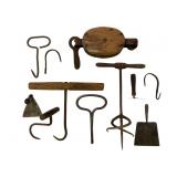 Vtg Hand Tools, Hooks and Pulley
