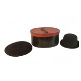 Black Bowler Hat, Beret, and Hat Box